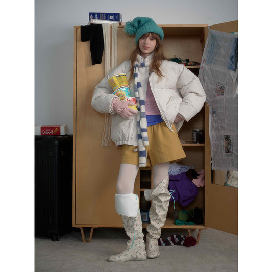 Warm cotton jacket with fake two coats
