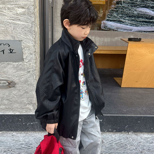 Children's leather jacket for men