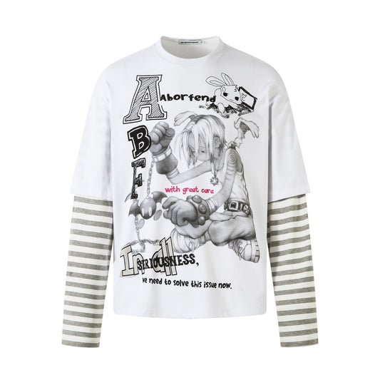 Fake two round neck hoodies for men