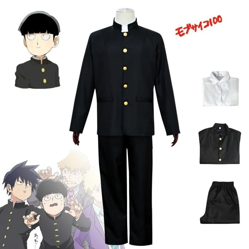 Mob Psycho 100 Mobu Saiko Hyaku Kageyama Shigeo Cosplay Costume Men Daily Casual black Gakuran Suits Coat Pants School Uniform