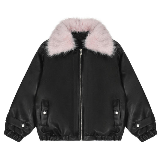 Coats with Fur Collar Solid Color Wholesale Supply