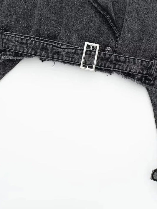 Woman Cropped Denim Jacket Autumn Women With Belt Jean Jackets for Women Long Sleeve Bomber Streetwear Coats