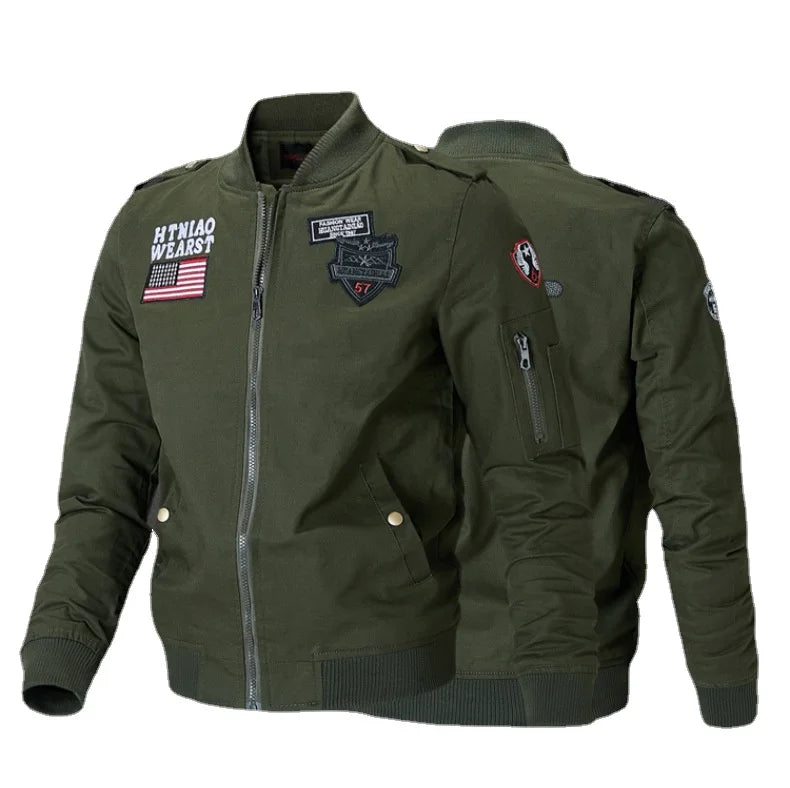 Men Bomber Jackets Air Jaquetas Coats Slim Fit Jackets Casual Coats Good Quality Male Cotton Stand Collar Outerwear Coats 4XL