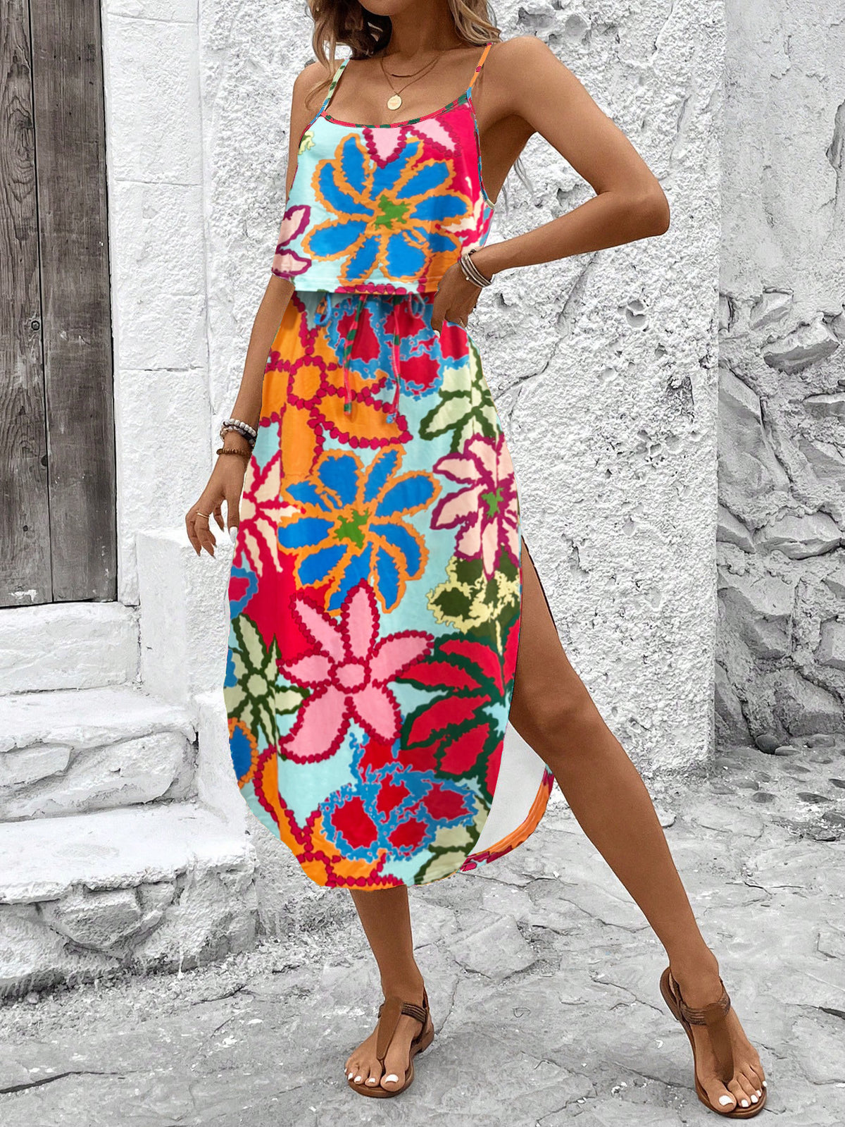 Printed camisole dress for fashion