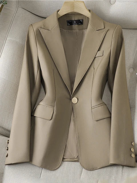 Women's Clothing Office Lady Long Sleeve Blazer Jacket For Women Fashion Suits Coats Female Autumn Brown Tops