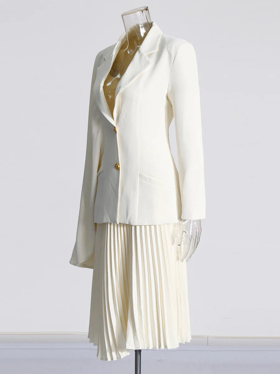 New irregular cut suit+pleated skirt fashion suit for women