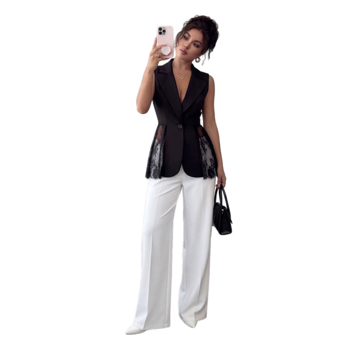 Sleeveless slim fit A-line jacket for fashion