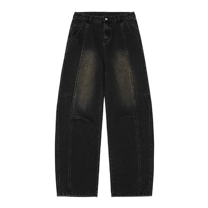 Pleated Baggy Wide-Leg Tapered Denim Pants for Men