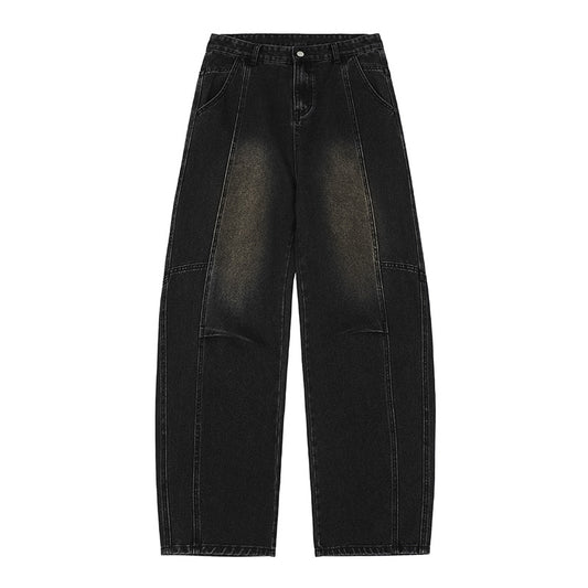 Pleated Baggy Wide-Leg Tapered Denim Pants for Men