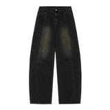 Pleated Baggy Wide-Leg Tapered Denim Pants for Men