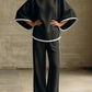 Round neck loose bat sleeves two-piece set