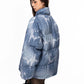 Imitation Jean Printed Cotton Padded Coat Fashion Women Stand Collar Zipper Loose Down Jacket Autumn  New