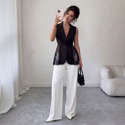 Sleeveless slim fit A-line jacket for fashion