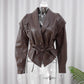 Strap up short long sleeved jacket