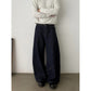 Denim Blue Knife Cut Jeans Men'sTrendy  Style Baggy Wide Leg Pants Loose Cool Casual Trousers for Men