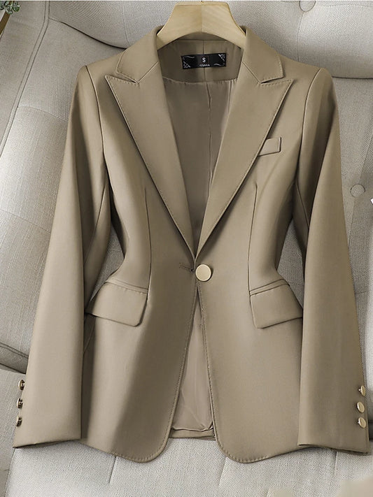 Women's Clothing Office Lady Long Sleeve Blazer Jacket For Women Fashion Suits Coats Female Autumn Brown Tops