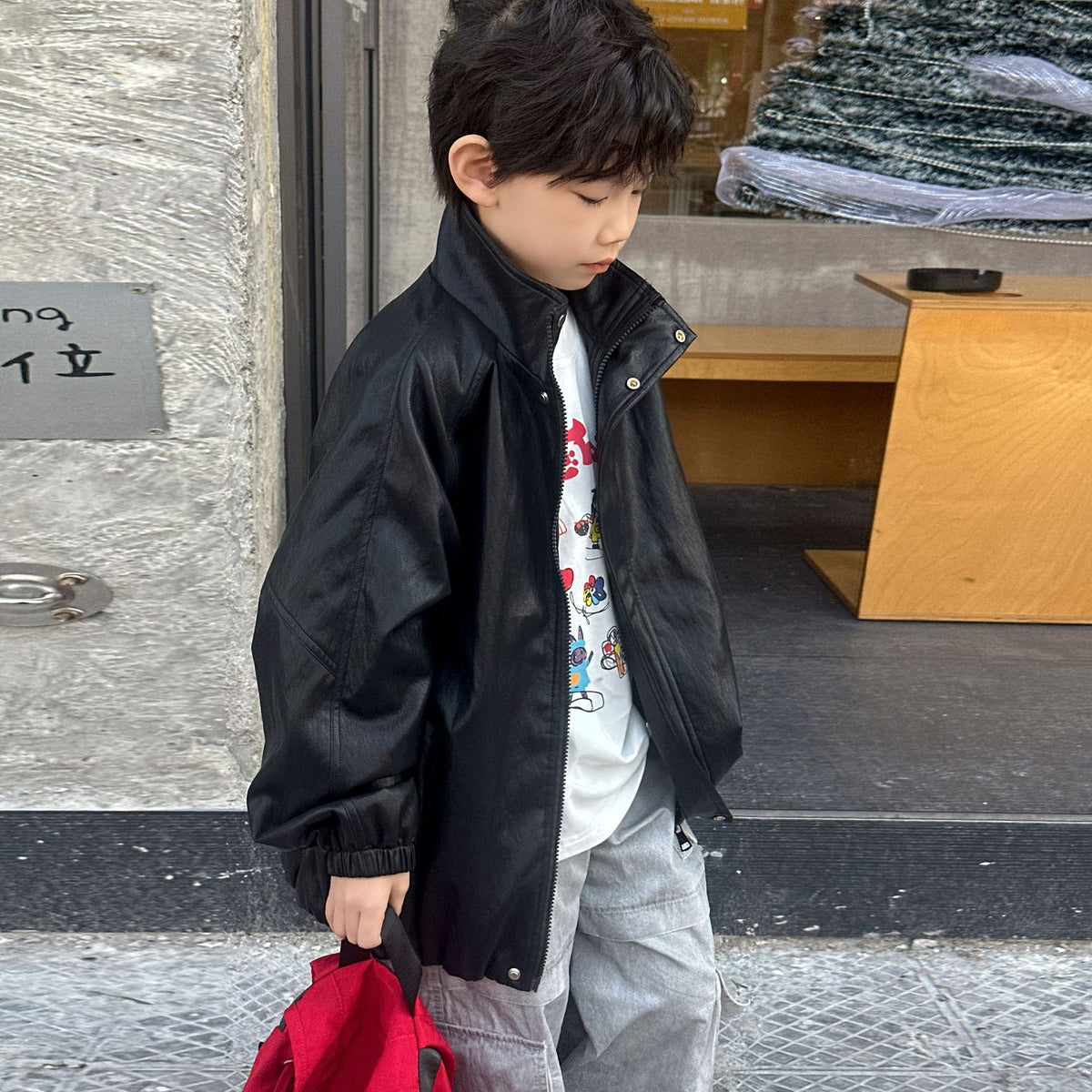 Children's leather jacket for men