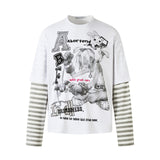Fake two round neck hoodies for men
