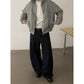 Denim Blue Knife Cut Jeans Men'sTrendy  Style Baggy Wide Leg Pants Loose Cool Casual Trousers for Men