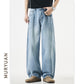 Knife Cut Denim Pants for Men and Women, Loose Baggy Slim Fit Wide Leg Trousers