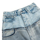 American High Street Design Double Layer Spliced Baggy Denim Trousers Loose Wide Leg Straight Jeans for Men