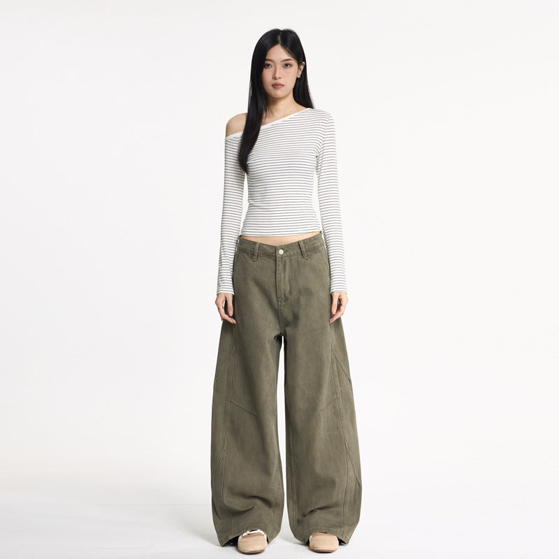 Casual Baggy Cargo Pants for Men and Women Retro Washed Loose Fit Tapered Leg Pants, Unisex Streetwear Style