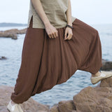 Men's Harem Pants Retro Drop Crotch Joggers Casual Trousers Men Baggy Loose Nepal Style Wide Leg Pants