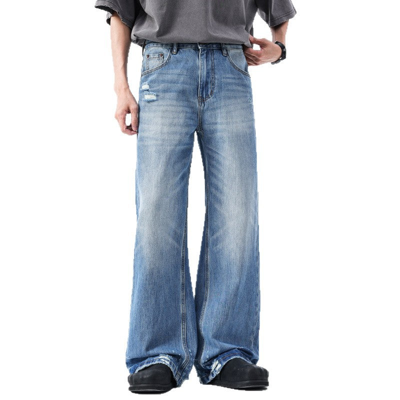 Street Style Baggy Ripped Denim Pants for Men