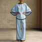 Round neck loose bat sleeves two-piece set