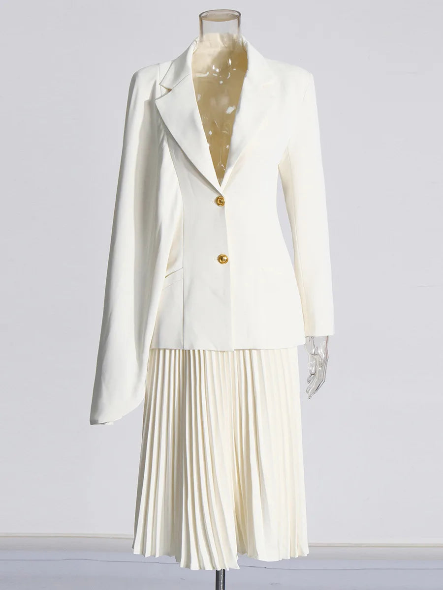 New irregular cut suit+pleated skirt fashion suit for women