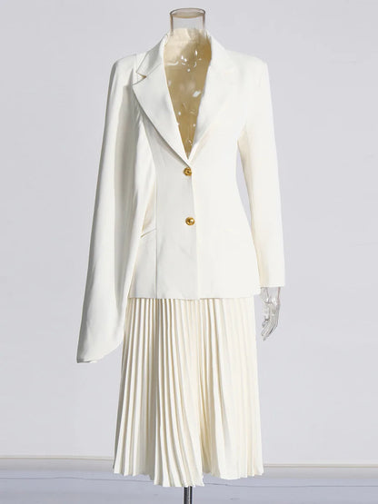 New irregular cut suit+pleated skirt fashion suit for women