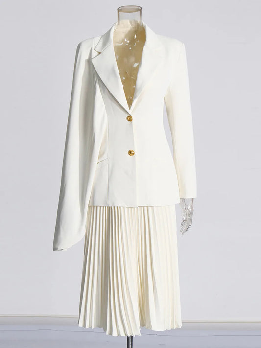 New irregular cut suit+pleated skirt fashion suit for women
