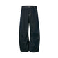 Jeans with Double Knee Tucks Vintage Baggy Deep Blue Denim Pants for Men and Women