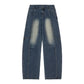 Pleated Baggy Wide-Leg Tapered Denim Pants for Men