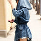 New Girl's Denim Jackets Oversized Hoodie Hooded Outerwear Jean Wind Jacket Fashion Design Denim Women Coat