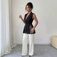 Sleeveless slim fit A-line jacket for fashion