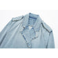 Women's Spring Denim Jackets Long Sleeve Crop Top Jacket With Belt Cropped Jean Jacket For Women