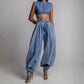 High waisted zipper leg tied jeans for women