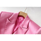 Women Street Design Pink Satin 3PCS Blazer Sets Elegant Mini Skirt Stunning Lady Suits Top Quality