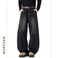 Pleated Baggy Wide-Leg Tapered Denim Pants for Men