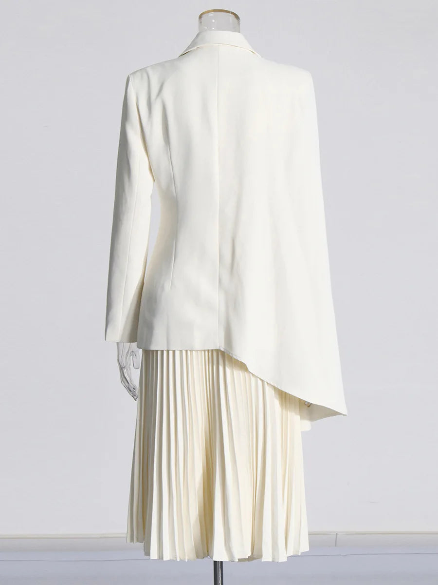 New irregular cut suit+pleated skirt fashion suit for women