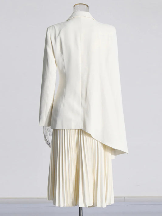New irregular cut suit+pleated skirt fashion suit for women