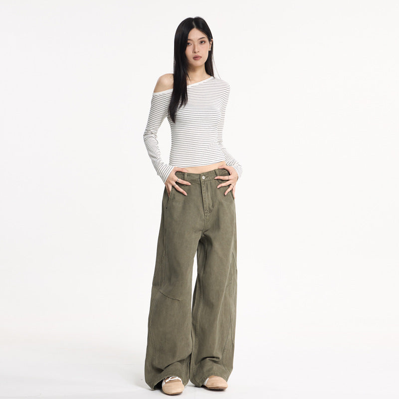 Casual Baggy Cargo Pants for Men and Women Retro Washed Loose Fit Tapered Leg Pants, Unisex Streetwear Style