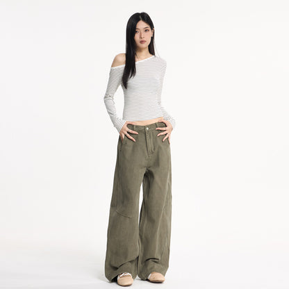 Casual Baggy Cargo Pants for Men and Women Retro Washed Loose Fit Tapered Leg Pants, Unisex Streetwear Style