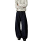 Denim Blue Knife Cut Jeans Men'sTrendy  Style Baggy Wide Leg Pants Loose Cool Casual Trousers for Men
