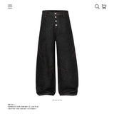 Baggy American Retro High Street Deconstructed Straight Leg Jeans Men Autumn Casual Loose Wide Leg Pants