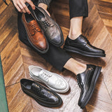 Oxford Shoes Fashion Brogue Men Leather Formal Dress Shoes Man Comfortable Office Party Footwear