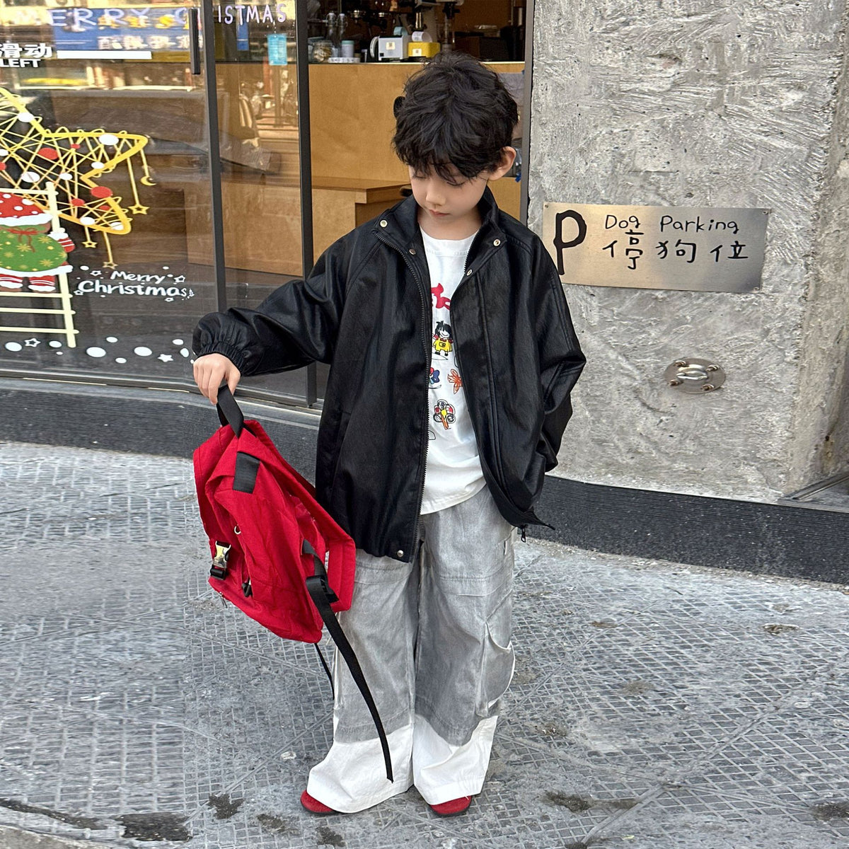Children's leather jacket for men
