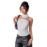 Wave point hanging neck sleeveless top fashion