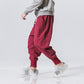Cotton Pants Men Solid Elastic Waist Streetwear Joggers New Baggy Drop-crotch Pants Casual Trousers Men